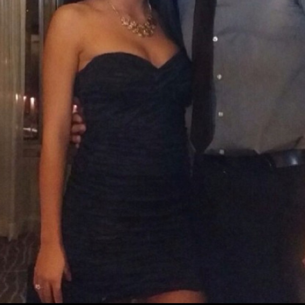 BCBG MaxAzria black strapless dress
